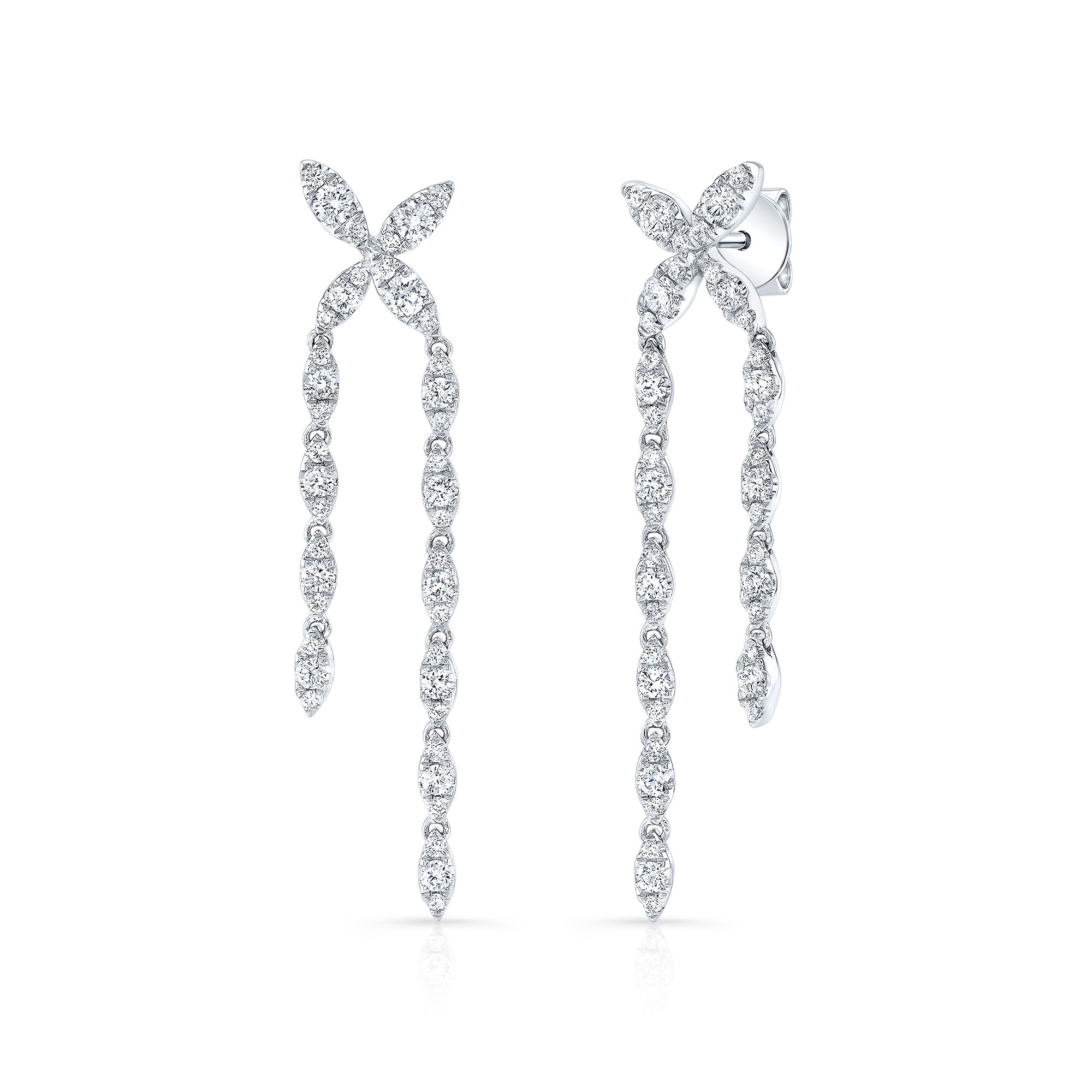 White gold long earrings sales
